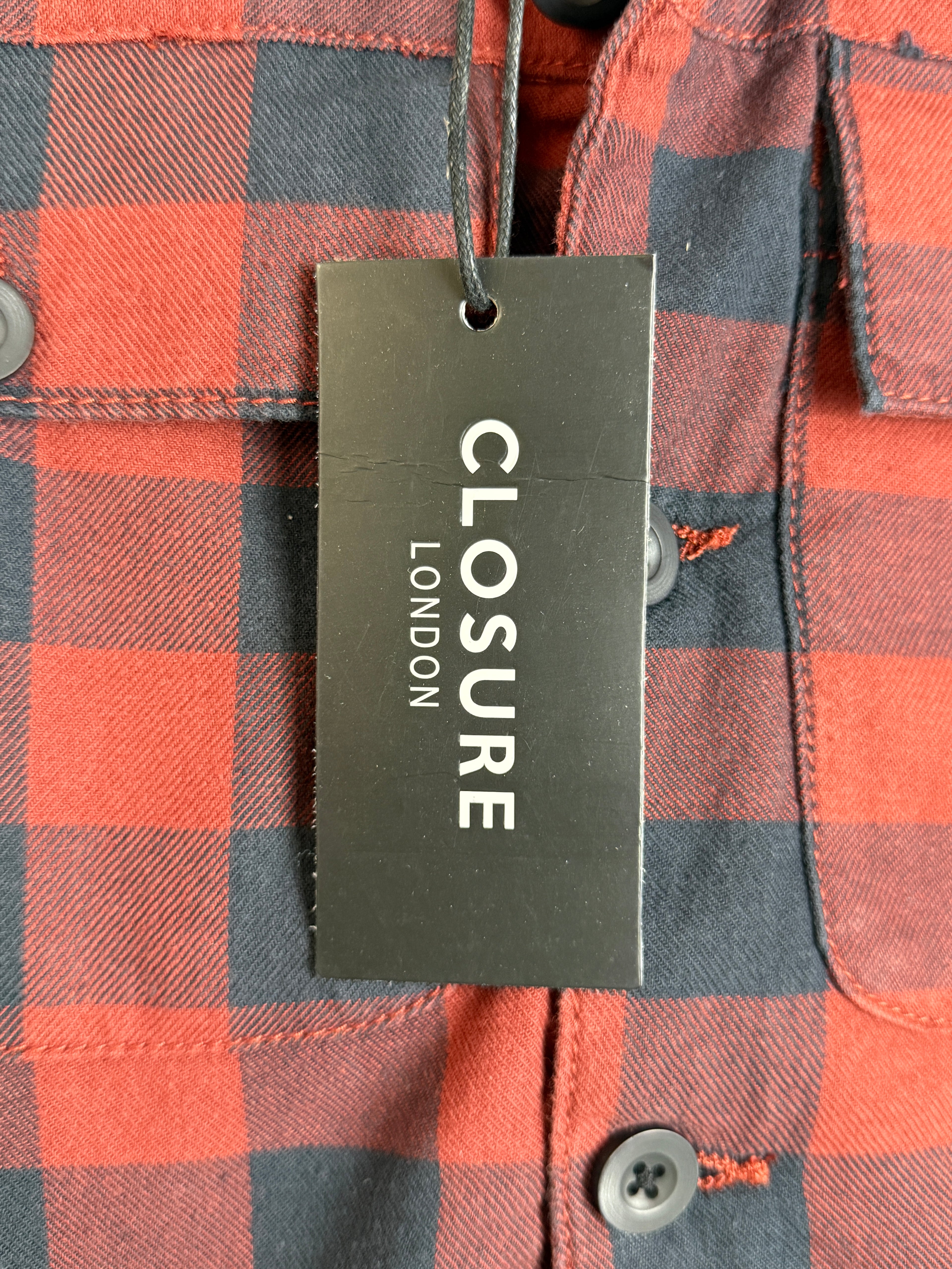 Closure Borg Collar Check Jacket Pánská bunda s kožíškem červená XS