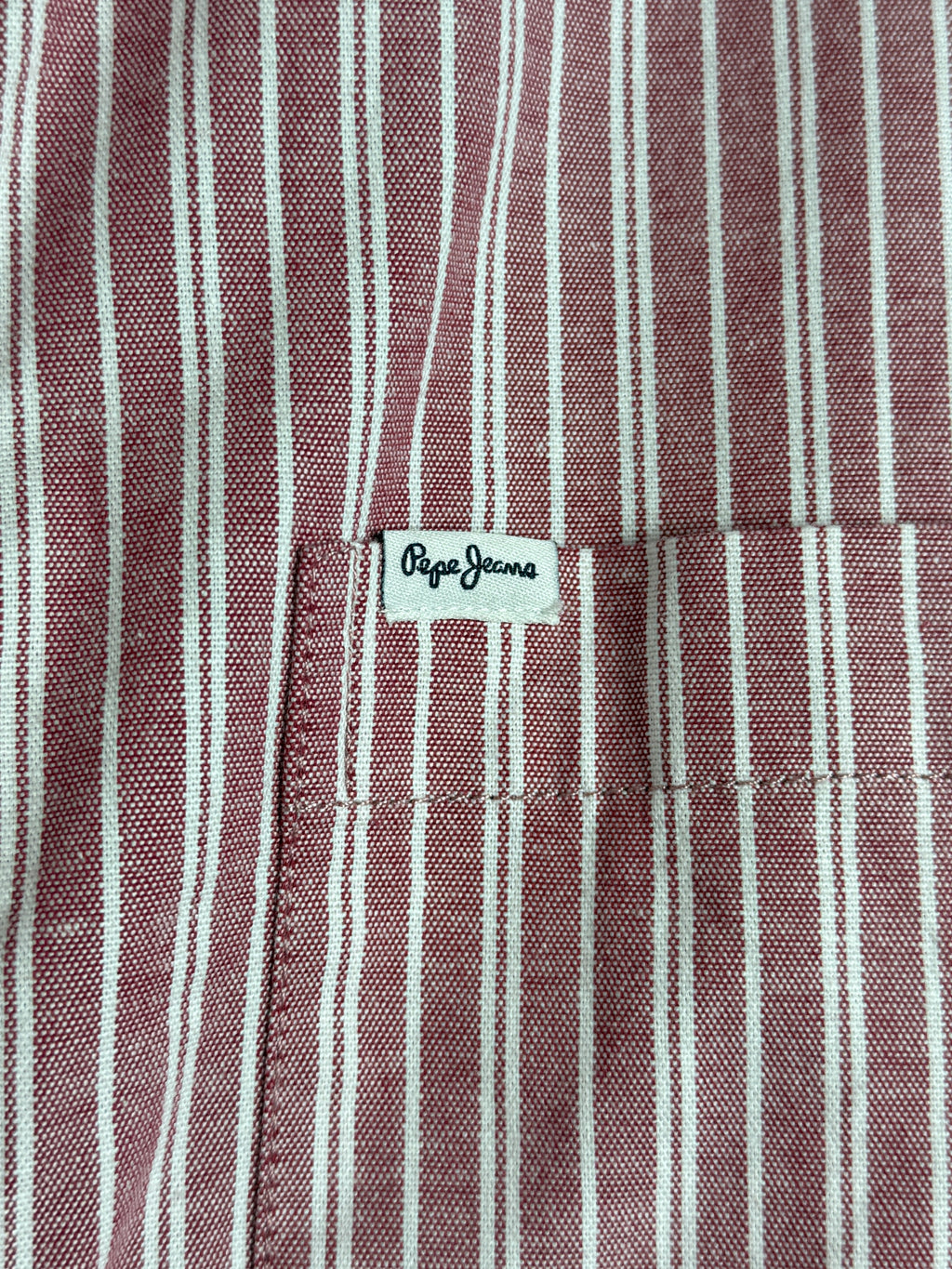 Pepe Jeans Lucius Burnt Red Shirt Pánská pruhovaná košile s dlouhým rukávem - červená S