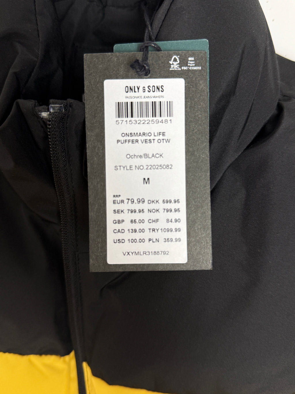 Only & Sons Onsmario Life Puffer Vest - Pánská zimní vesta - M