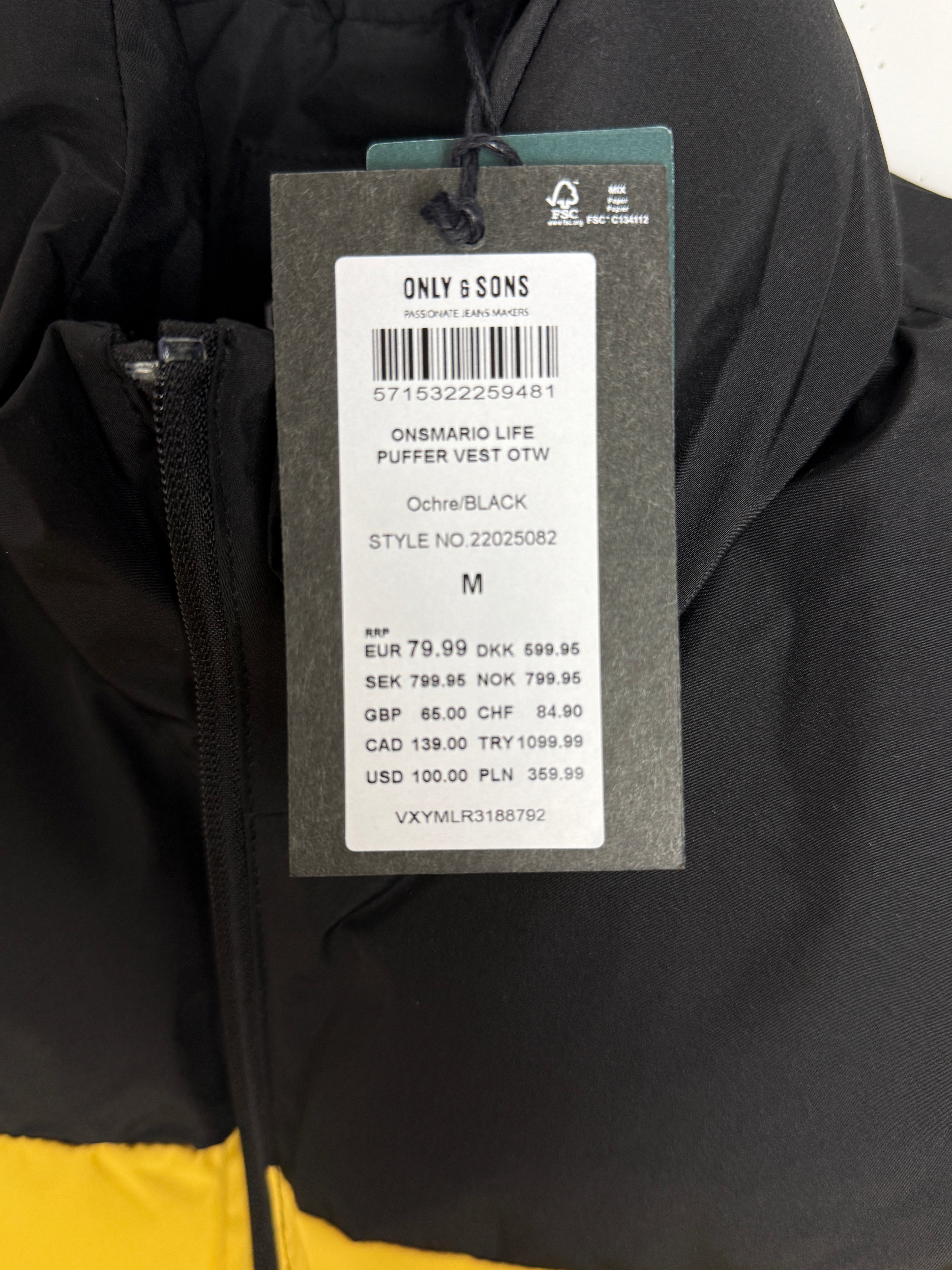 Only & Sons Onsmario Life Puffer Vest - Pánská zimní vesta - M