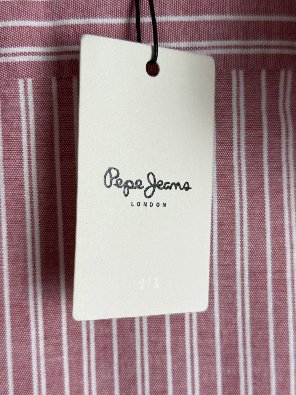 Pepe Jeans Lucius Burnt Red Shirt Pánská pruhovaná košile s dlouhým rukávem - červená S