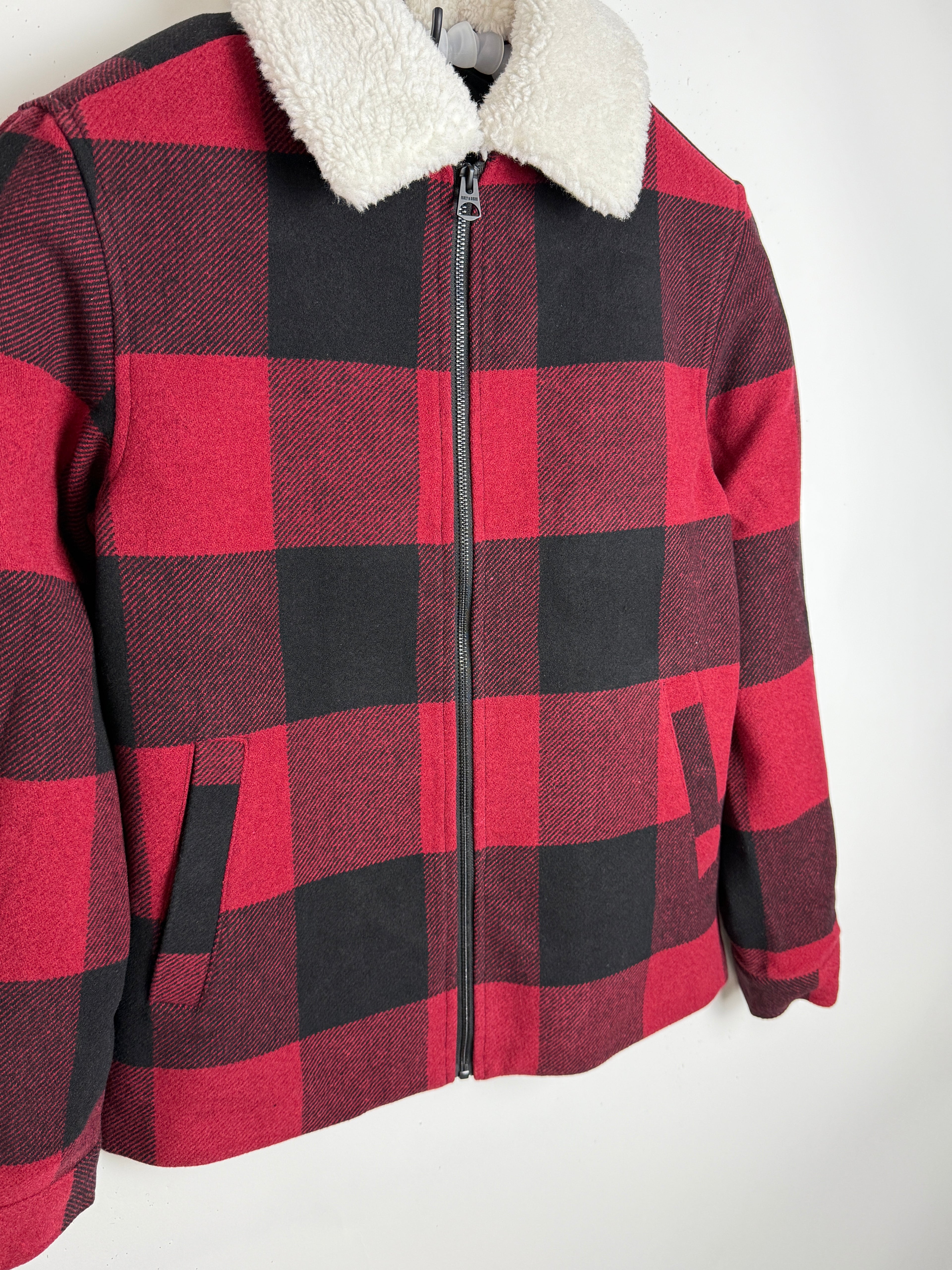 Only & Sons Oberon Check Jacket - Pánská bunda s chlupatým límečkem - S