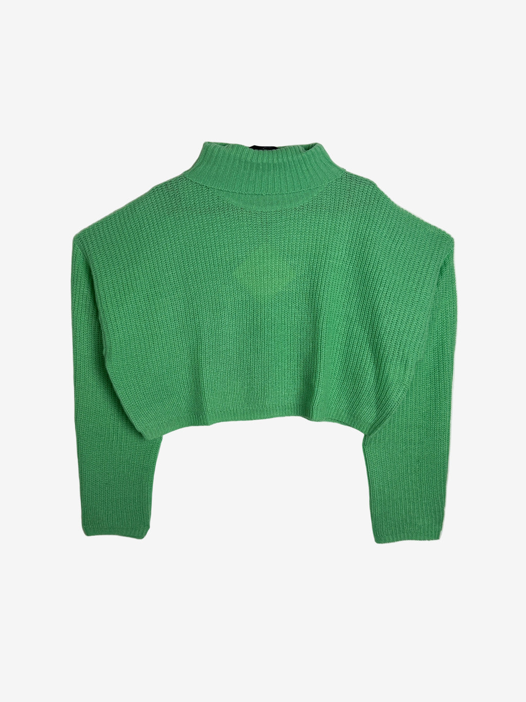 Even&Odd Crop Pullover Turtleneck Dámský svetr rolák - zelený M