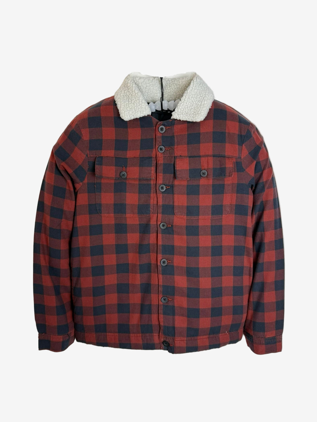 Closure Borg Collar Check Jacket Pánská bunda s kožíškem červená XS