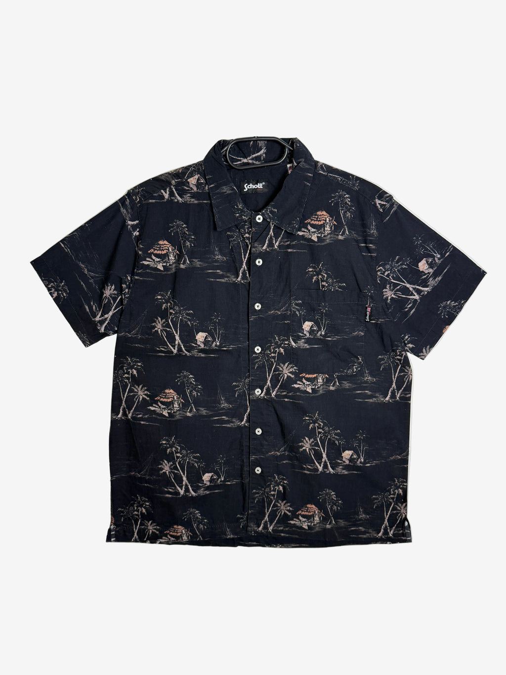 Schott Bengal Black Hawaii Shirt - Pánská košile se vzorem černá L
