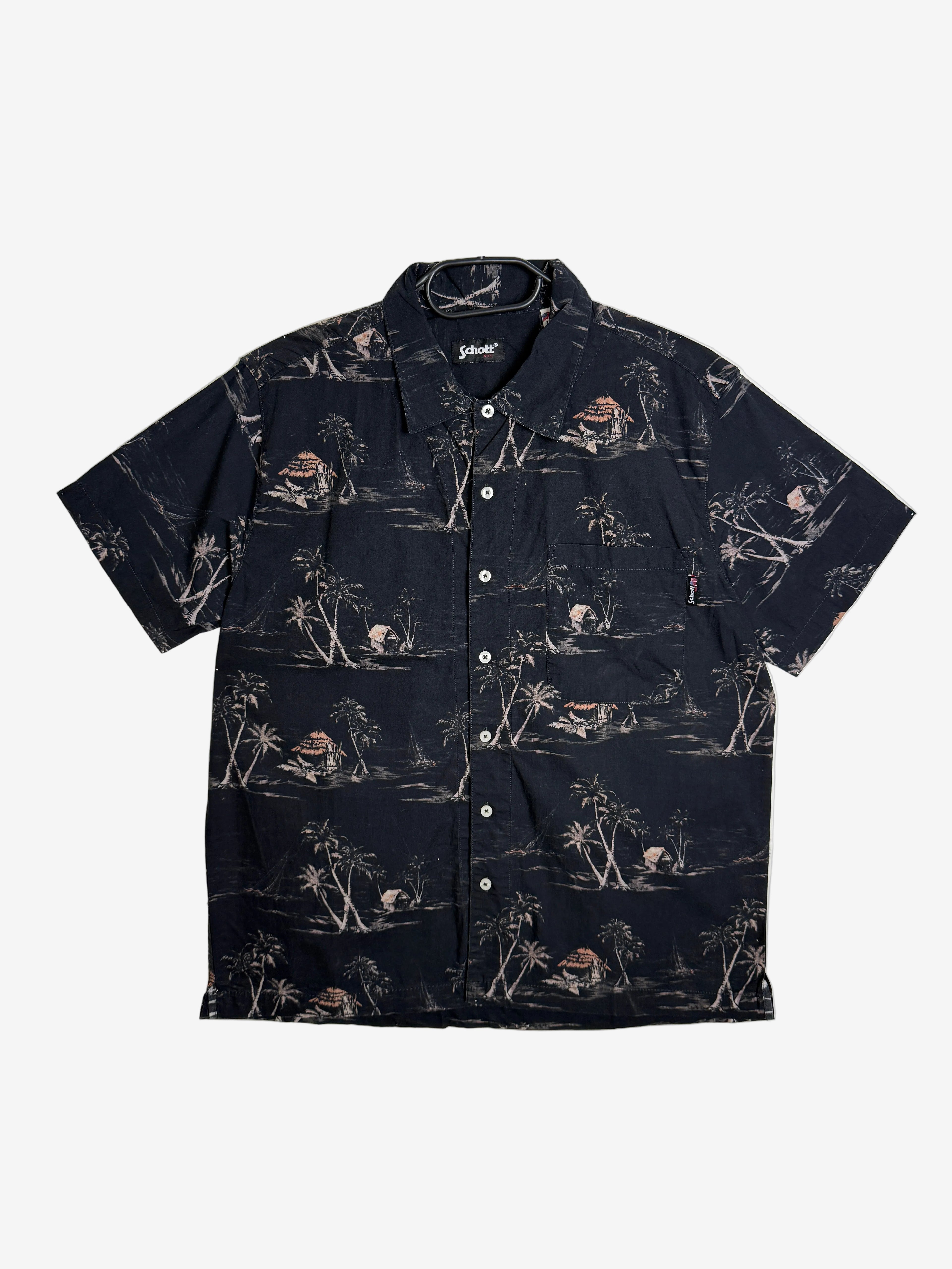 Schott Bengal Black Hawaii Shirt - Pánská košile se vzorem černá L