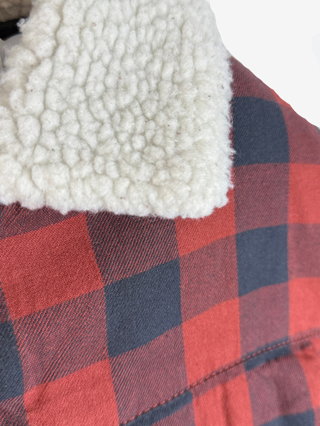 Closure Borg Collar Check Jacket Pánská bunda s kožíškem červená XS