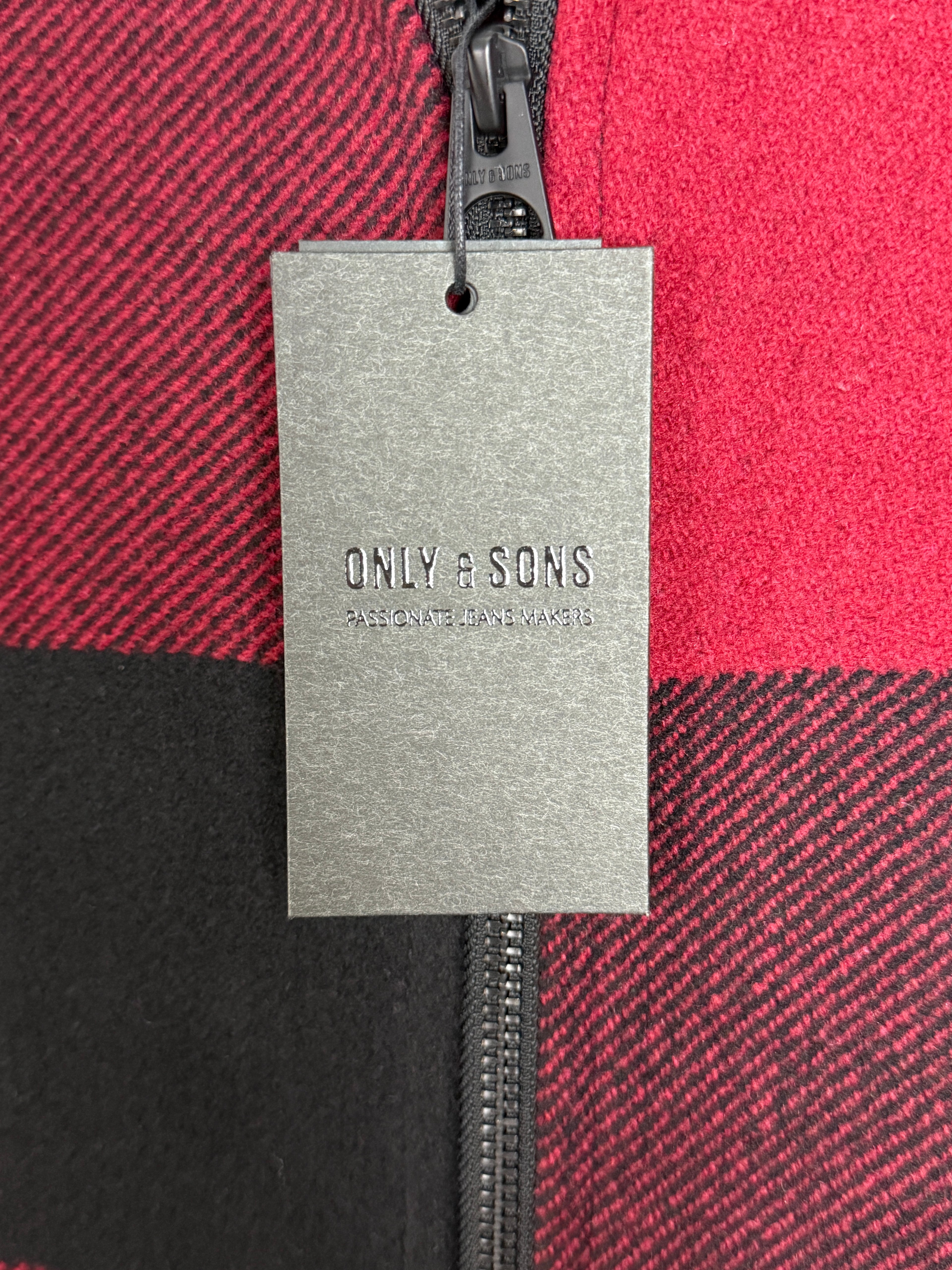 Only & Sons Oberon Check Jacket - Pánská bunda s chlupatým límečkem - M