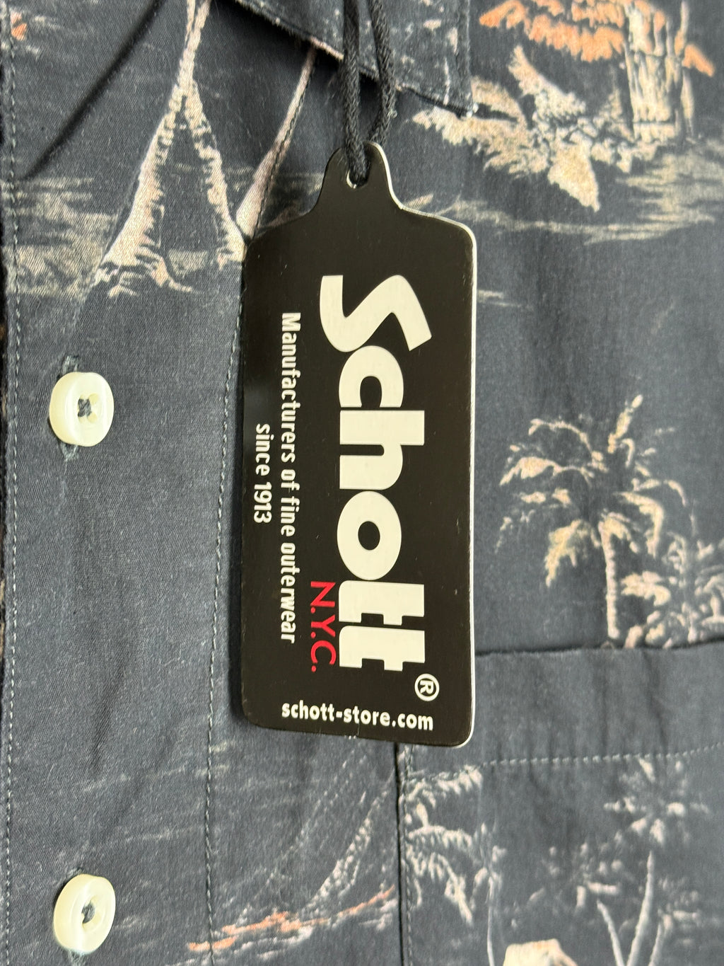 Schott Bengal Black Hawaii Shirt - Pánská košile se vzorem černá L