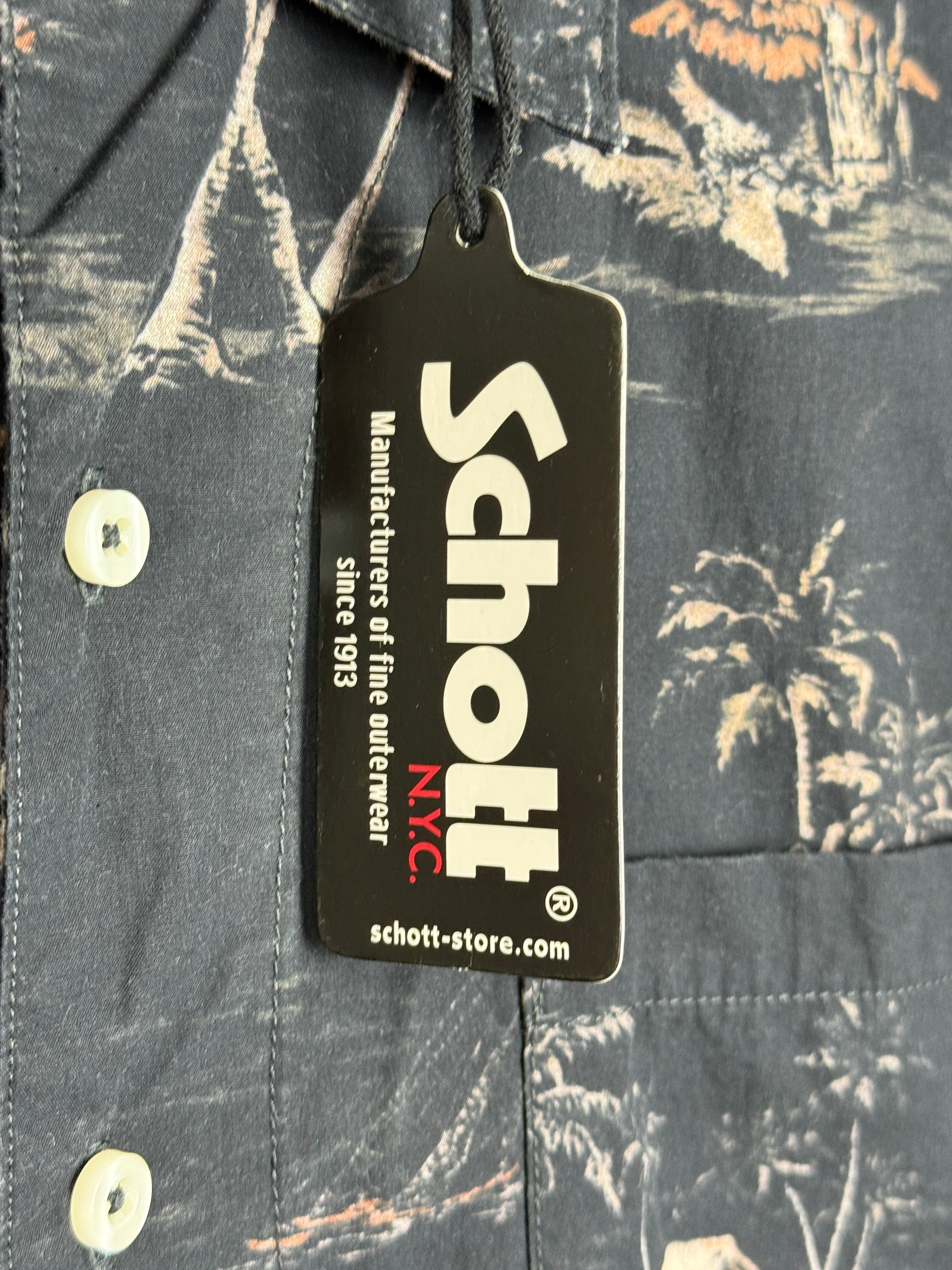 Schott Bengal Black Hawaii Shirt - Pánská košile se vzorem černá L
