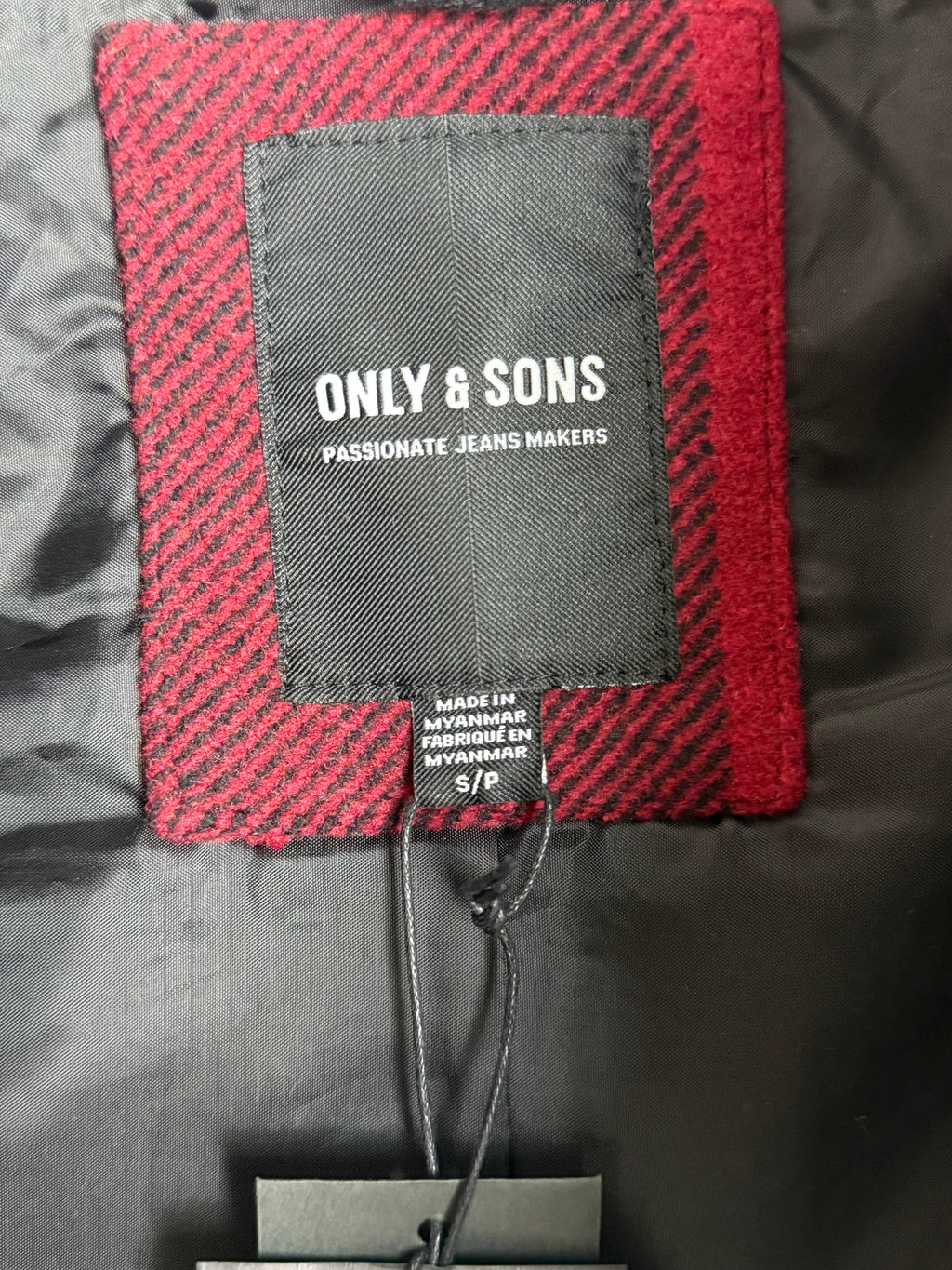 Only & Sons Oberon Check Jacket - Pánská bunda s chlupatým límečkem - S