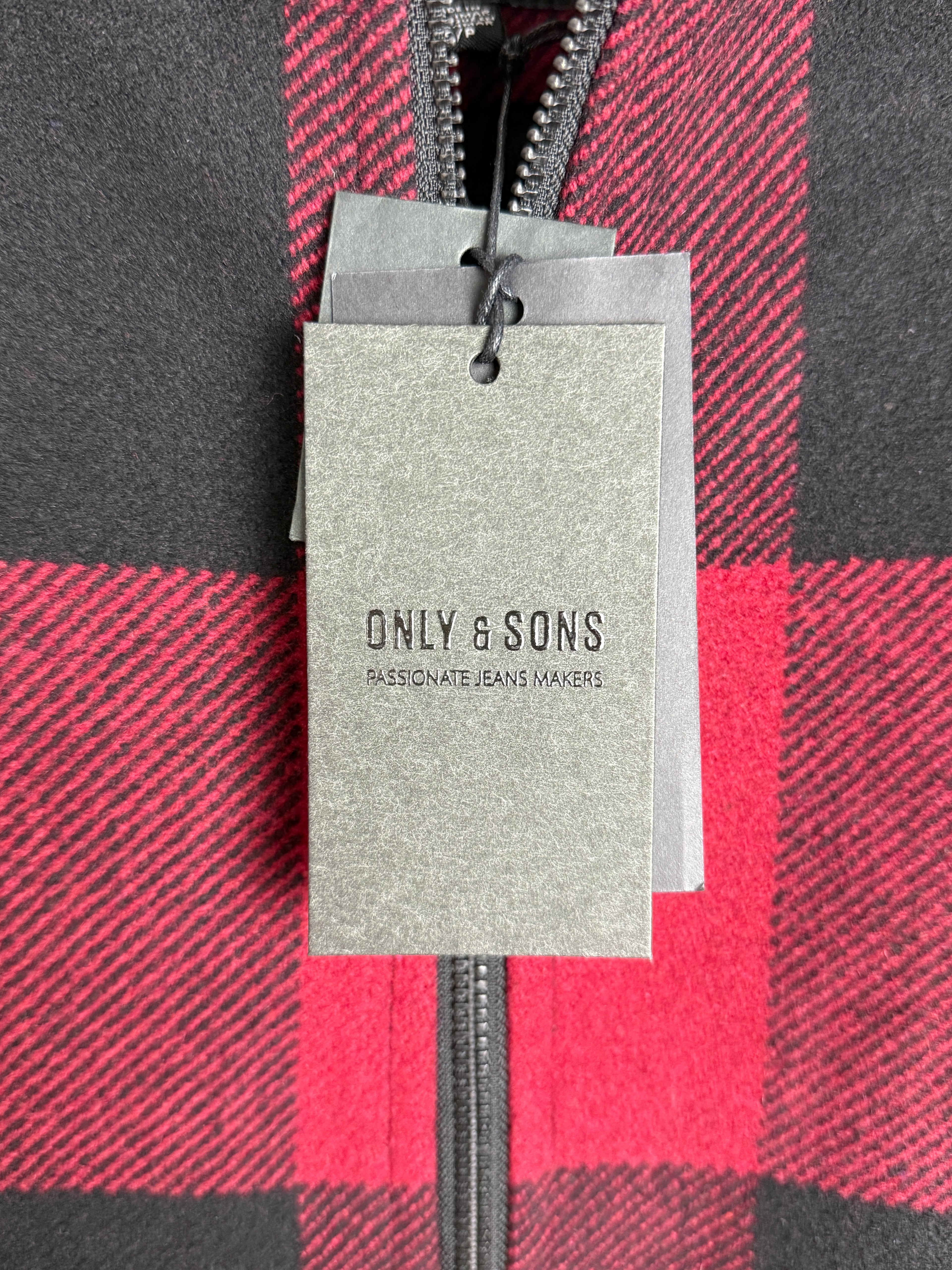 Only & Sons Oberon Check Jacket - Pánská bunda s chlupatým límečkem - S
