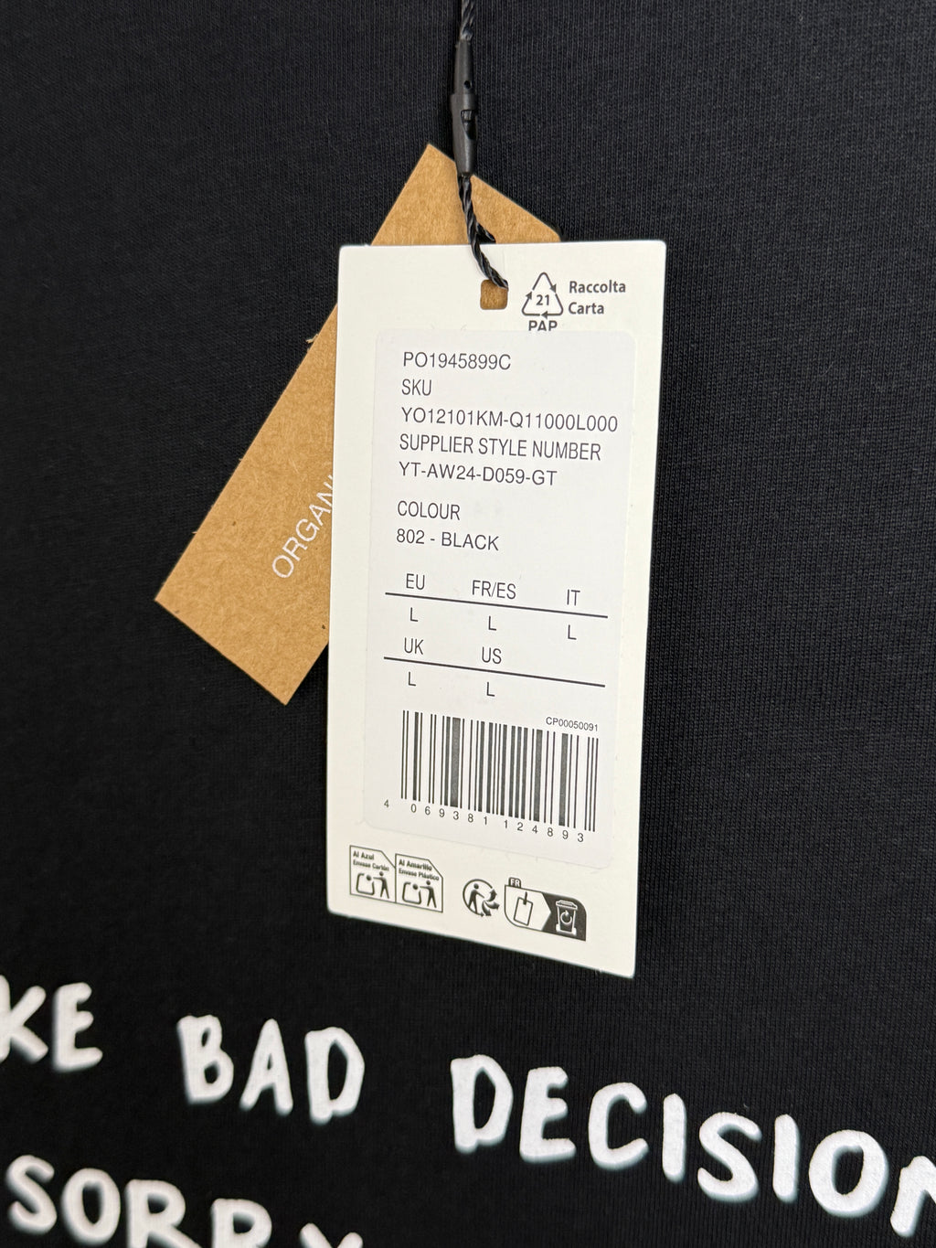 Your Turn Graphic T-Shirt Pánské oversized tričko s nápisem - černé L