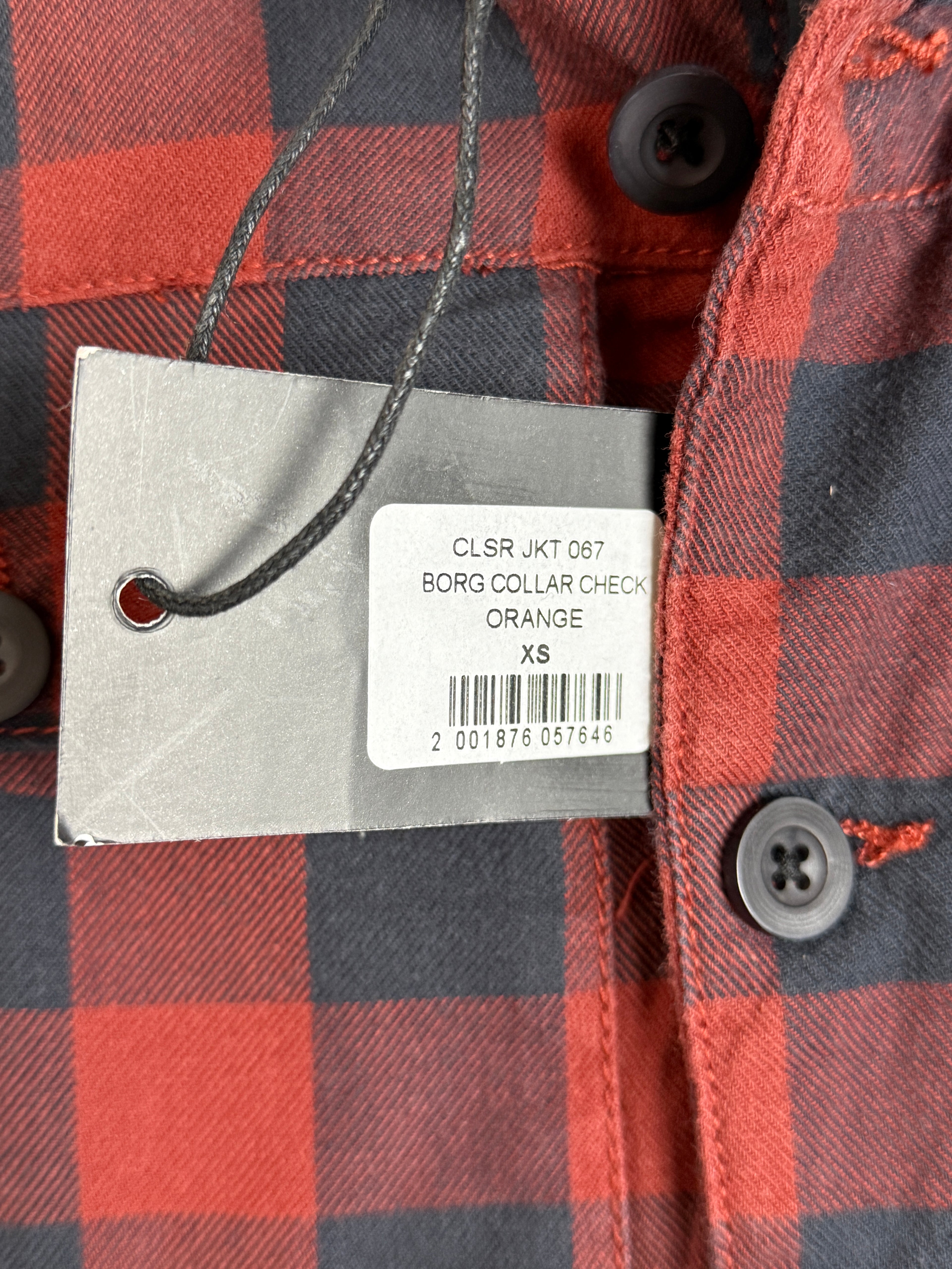 Closure Borg Collar Check Jacket Pánská bunda s kožíškem červená XS