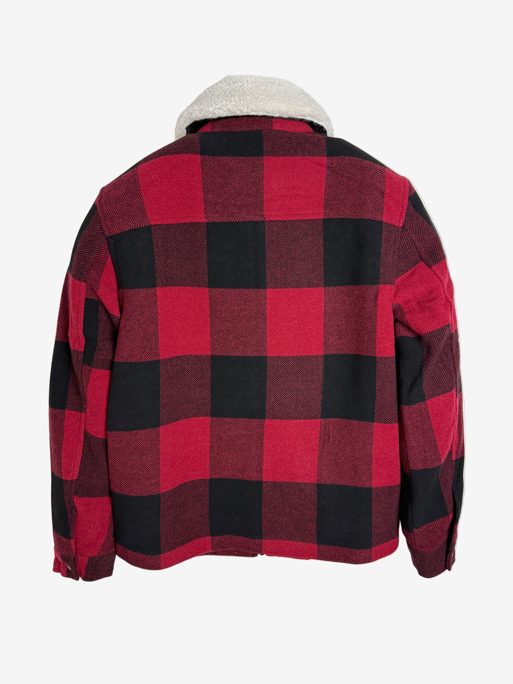 Red and black checkered jacket on a white background