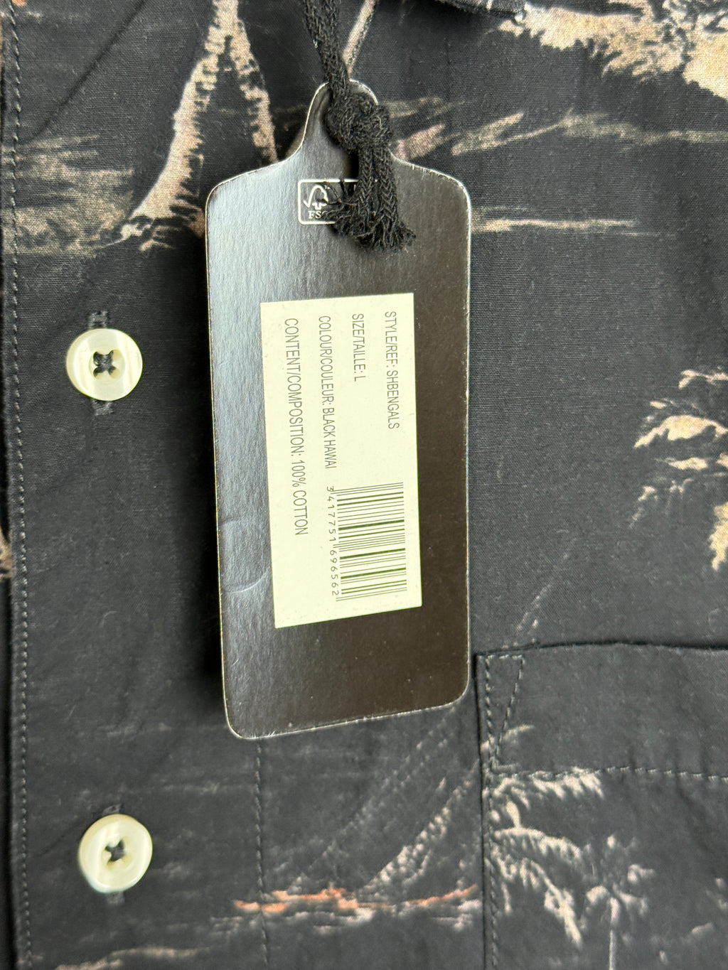 Schott Bengal Black Hawaii Shirt - Pánská košile se vzorem černá L