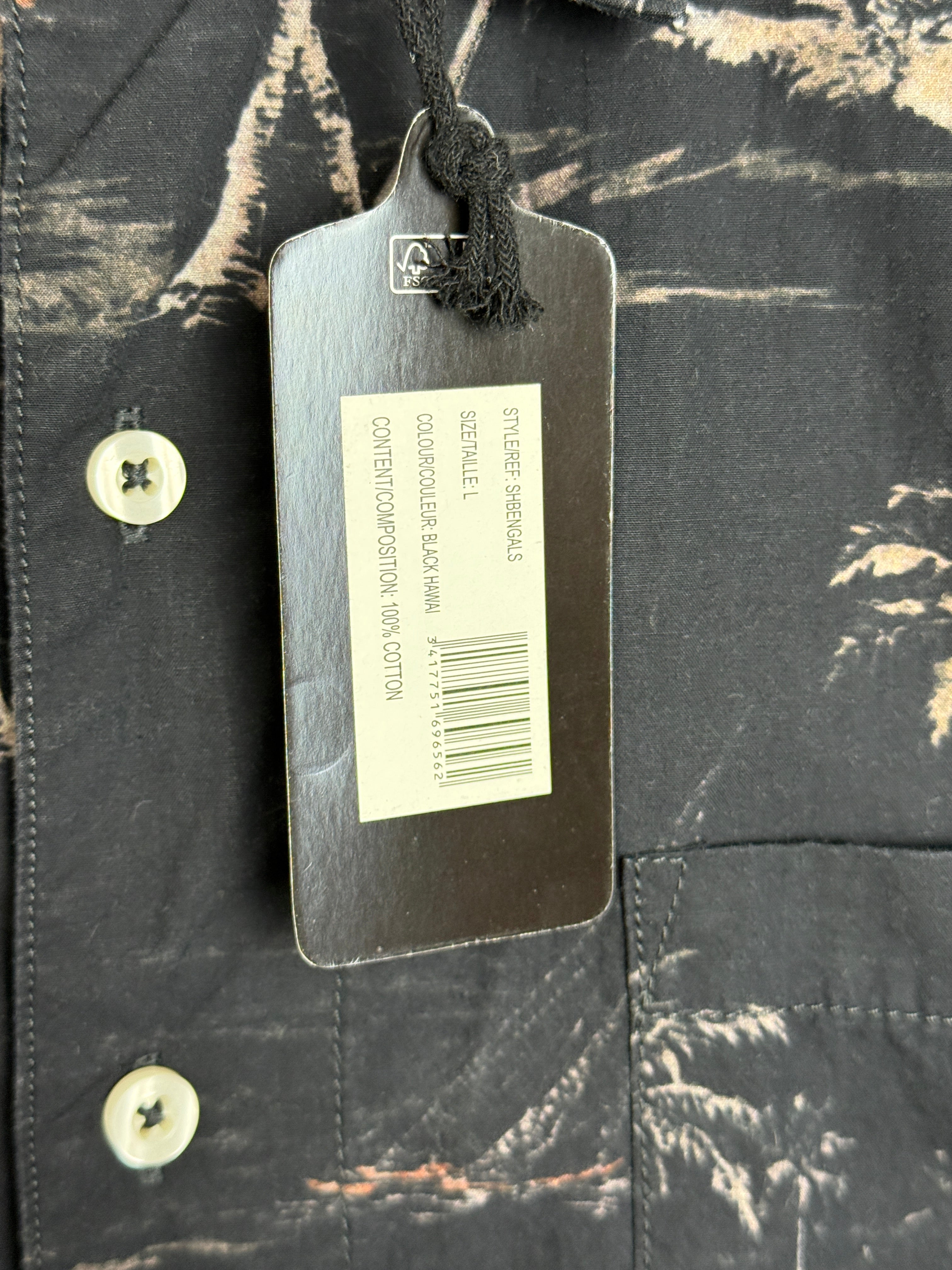 Schott Bengal Black Hawaii Shirt - Pánská košile se vzorem černá L