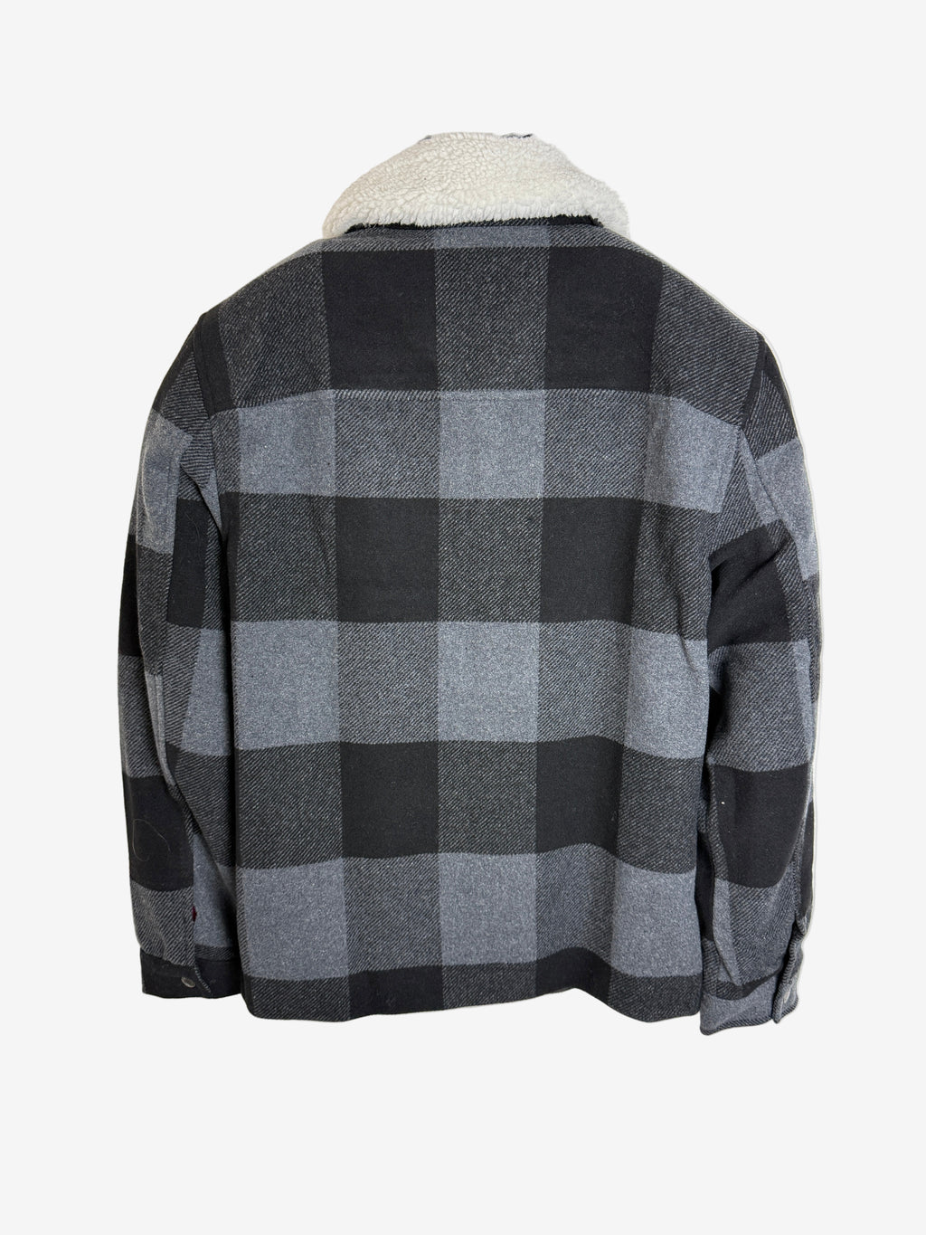 Bunda Only &amp; Sons Oberon Check Jacket Pánská bunda s chlupatým límečkem šedá M