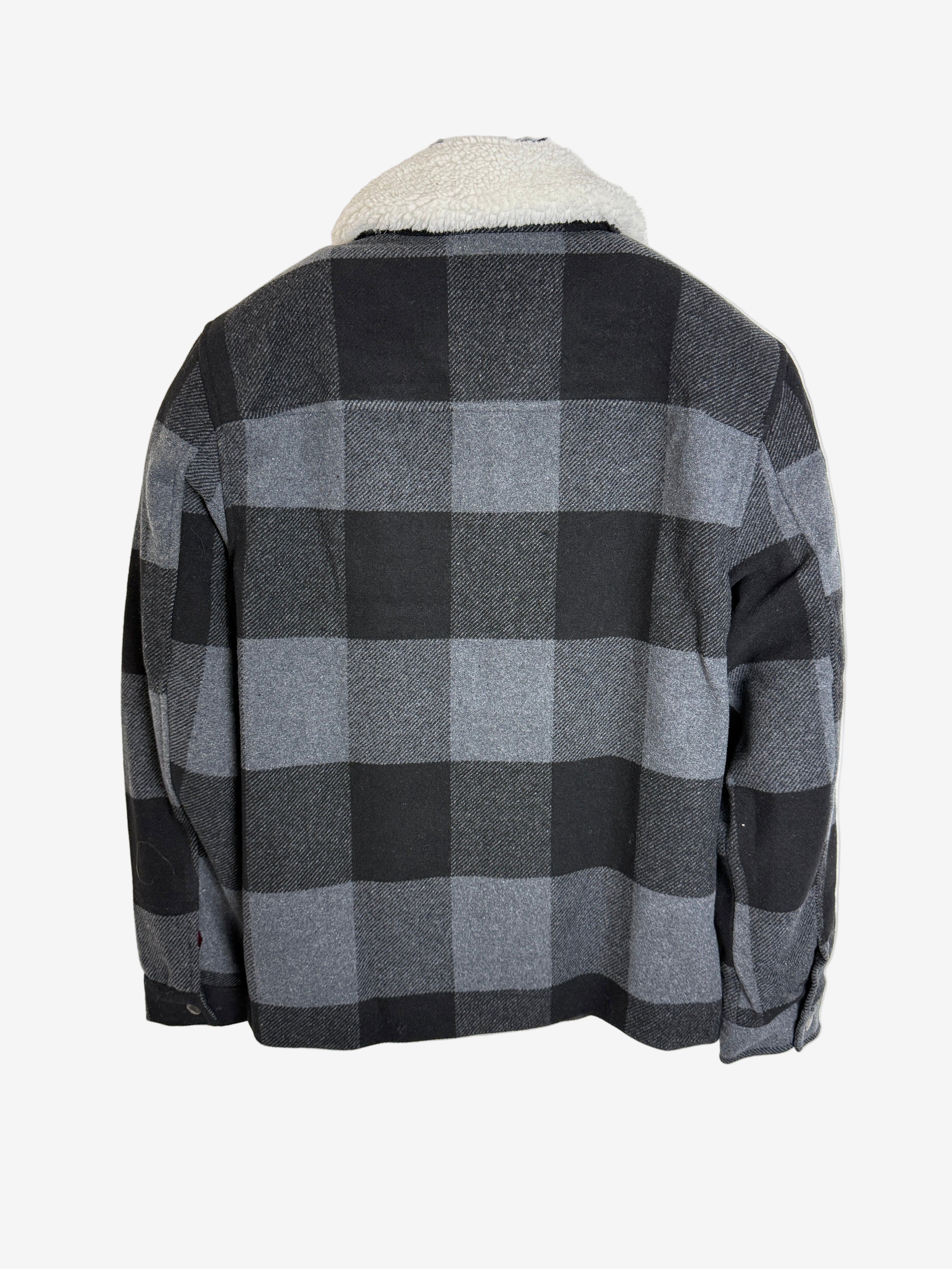 Bunda Only &amp; Sons Oberon Check Jacket Pánská bunda s chlupatým límečkem šedá M