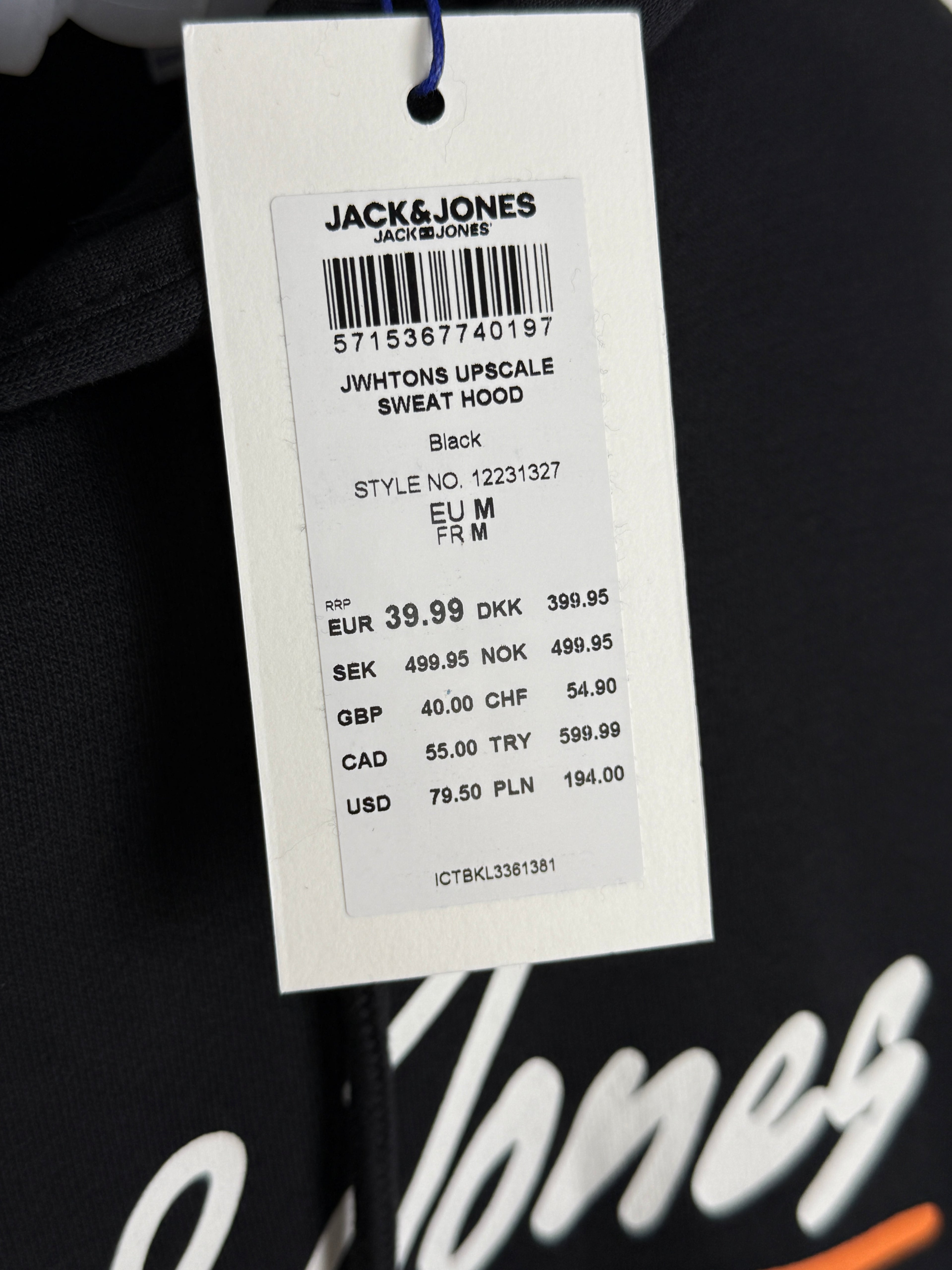 Jack & Jones Print Logo Hoodie  Pánská mikina s kapucí - černá  M